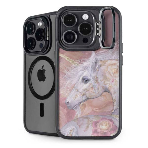 Licorne Florale Rose Unicorn by Laurie Prindle iPhone 16 Pro Kickstand Case